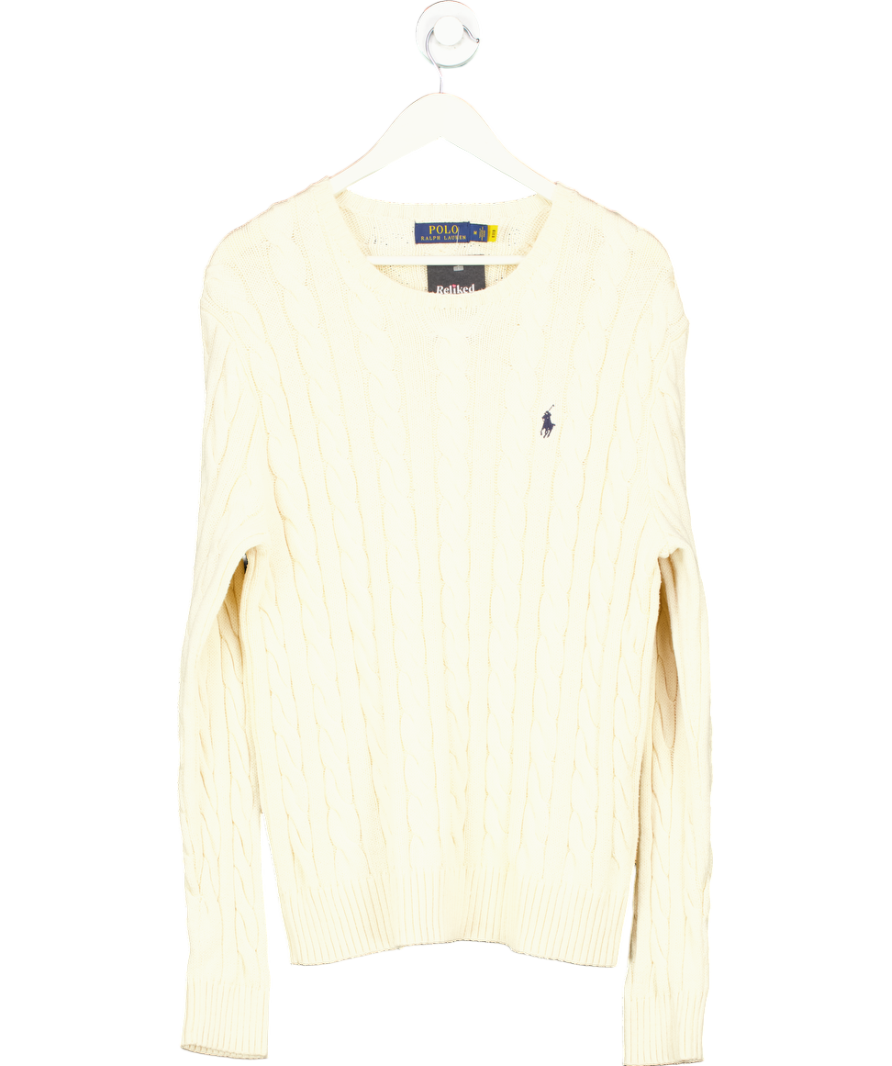 Polo Ralph Lauren Cream Cable Knit Cotton Jumper UK M