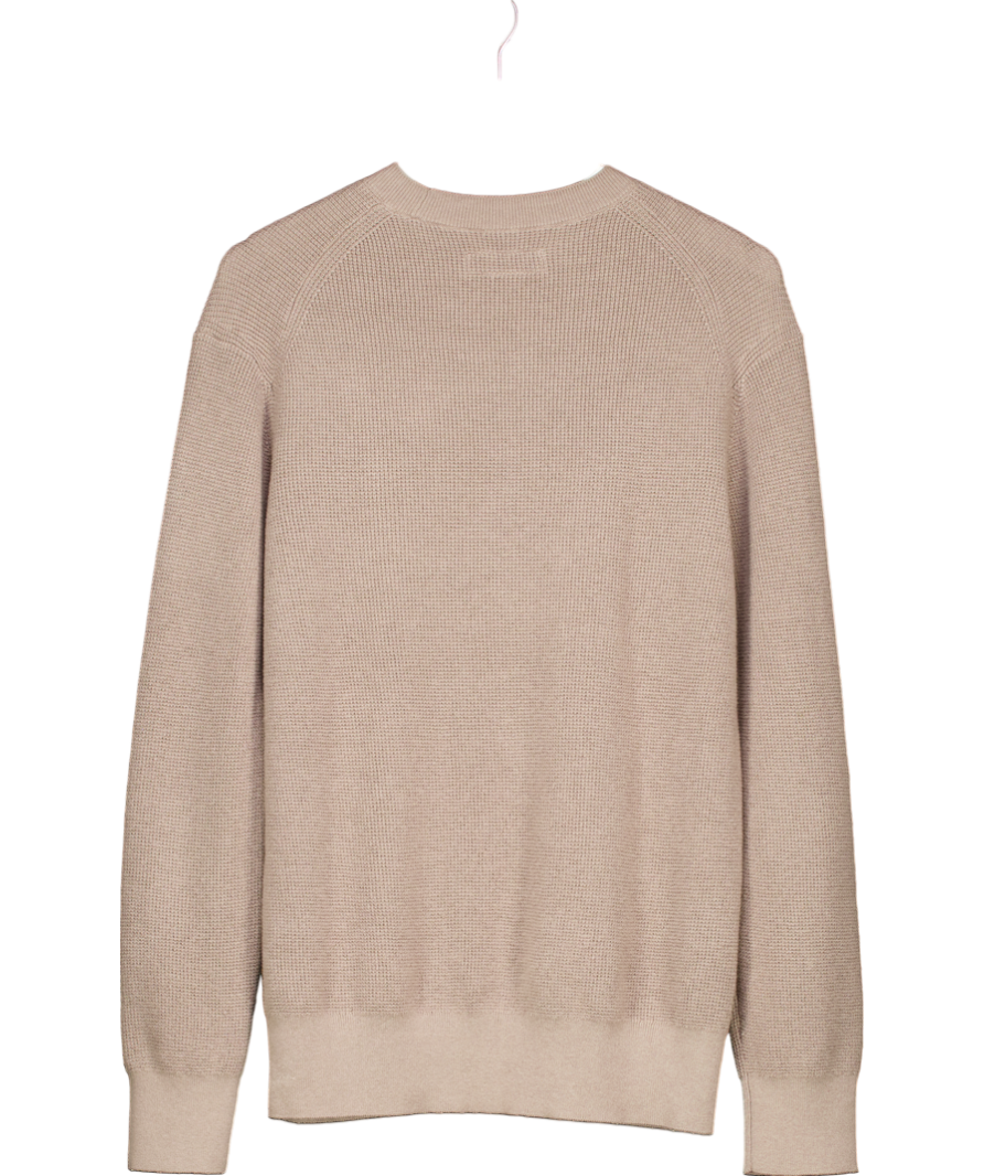 All Saints Beige Aspen Waffle Texture Crew Neck Sweater UK S