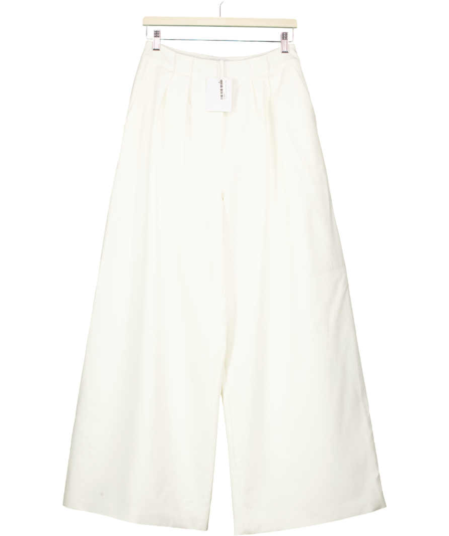 Alexae White Twill Pleated Trousers UK M