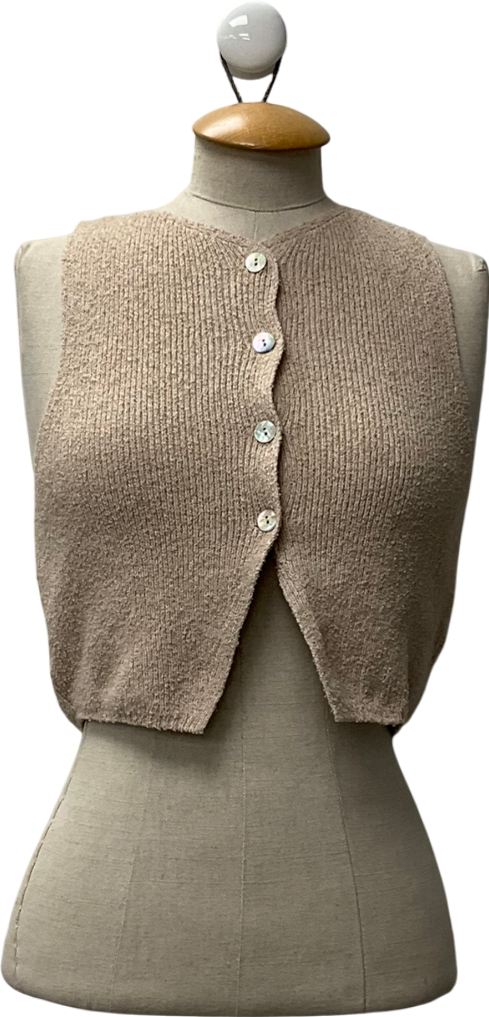 ZARA Beige Stretch Knit Vest Top UK S