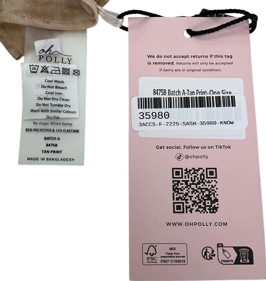 Oh Polly Brown A Tan Print Tie Up Sarong One Size