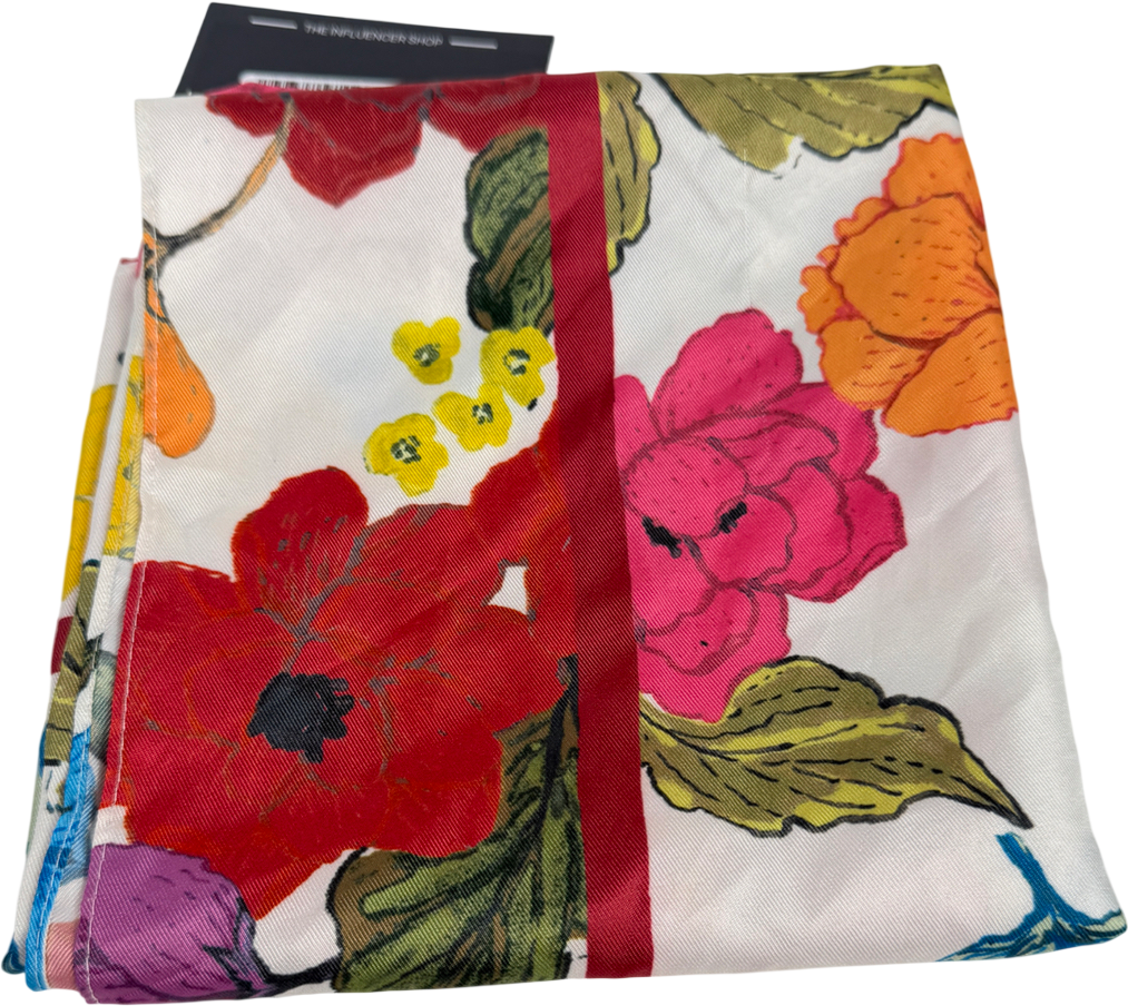ZARA Multicoloured 27” Square Floral Vibrant Scarf UK M