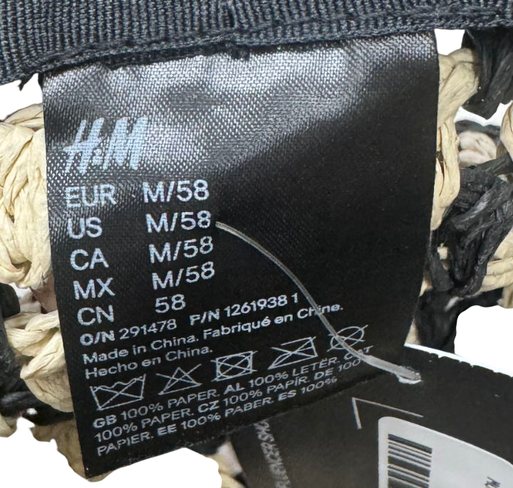 H&M Beige Straw Hat UK M