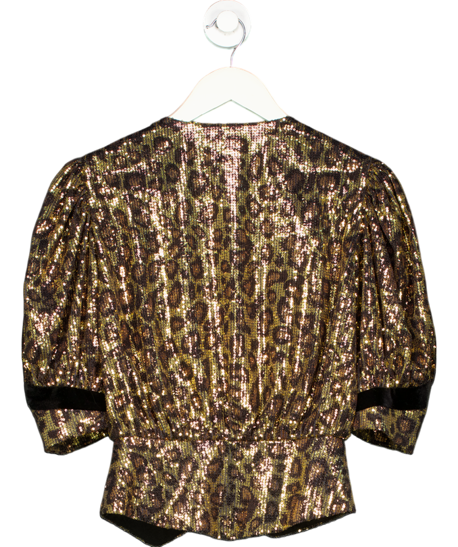 ITMFL Metallic Sequin Leopard Print Cropped Blazer UK S