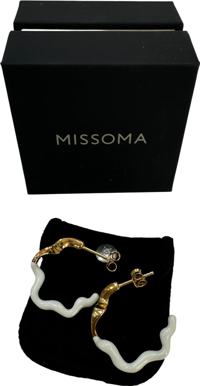 Missoma White Enamelled Wavy Hoop Earrings One Size