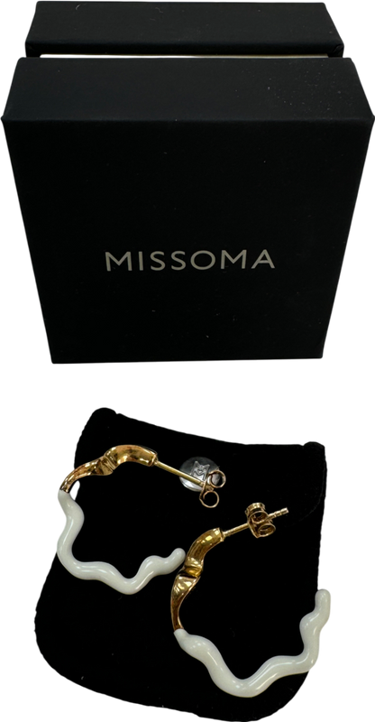 Missoma White Enamelled Wavy Hoop Earrings One Size