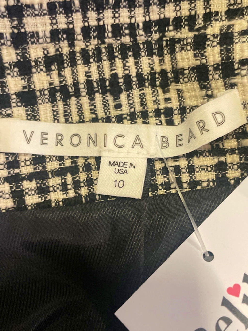 Veronica Beard Black/White Checkered Long Coat UK 10