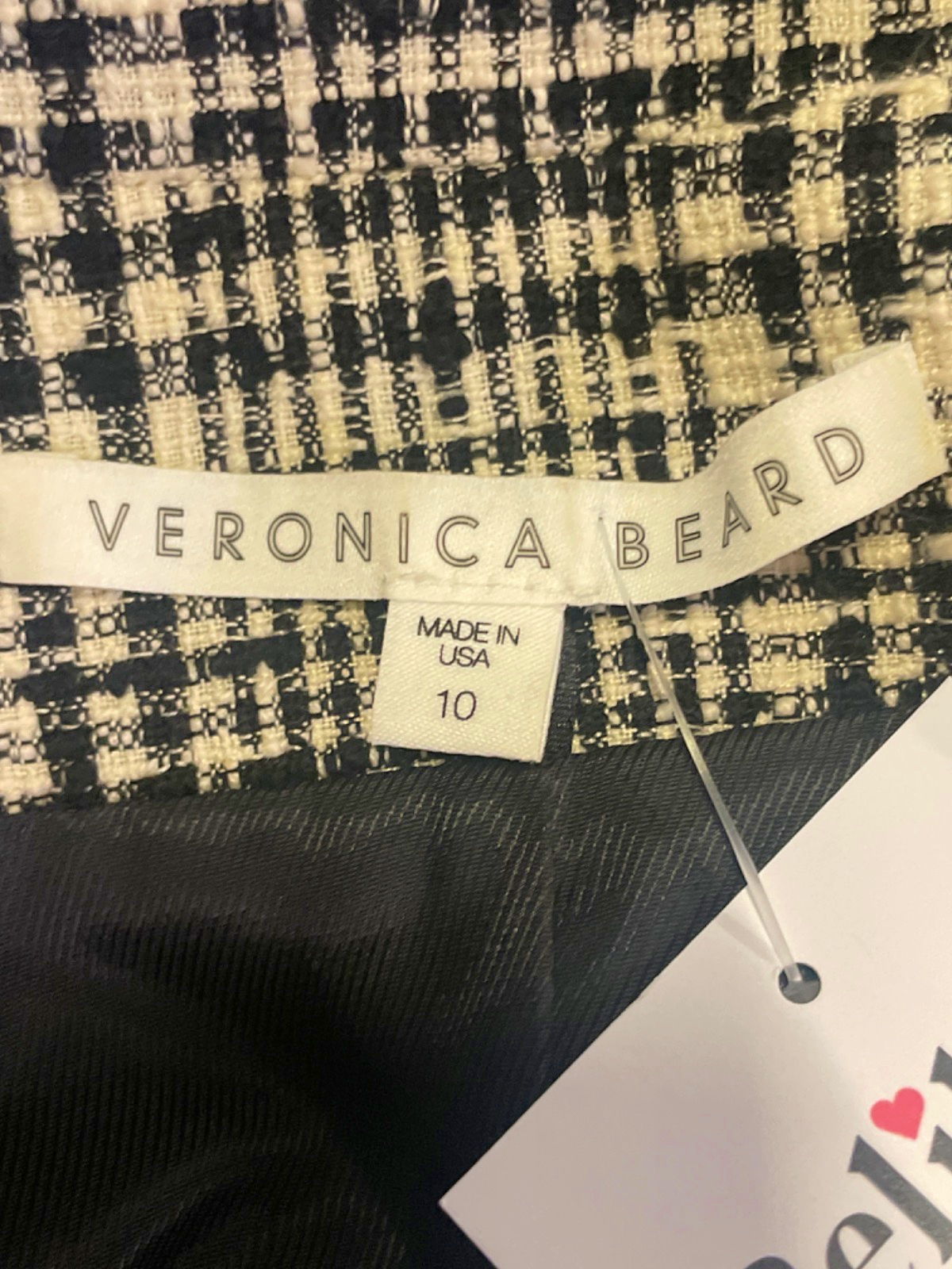 Veronica Beard Black/White Checkered Long Coat UK 10