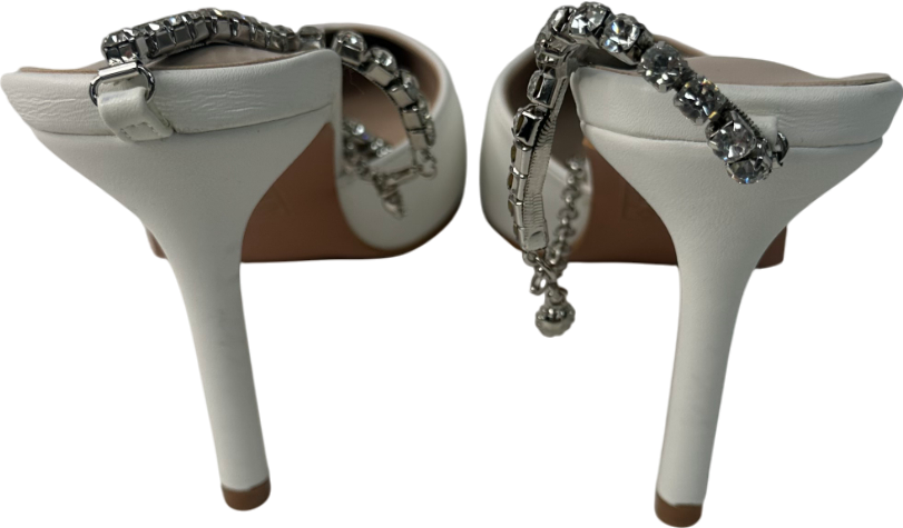PrettyLittleThing White Heels With Dimante Strap UK 5 EU 38 👠