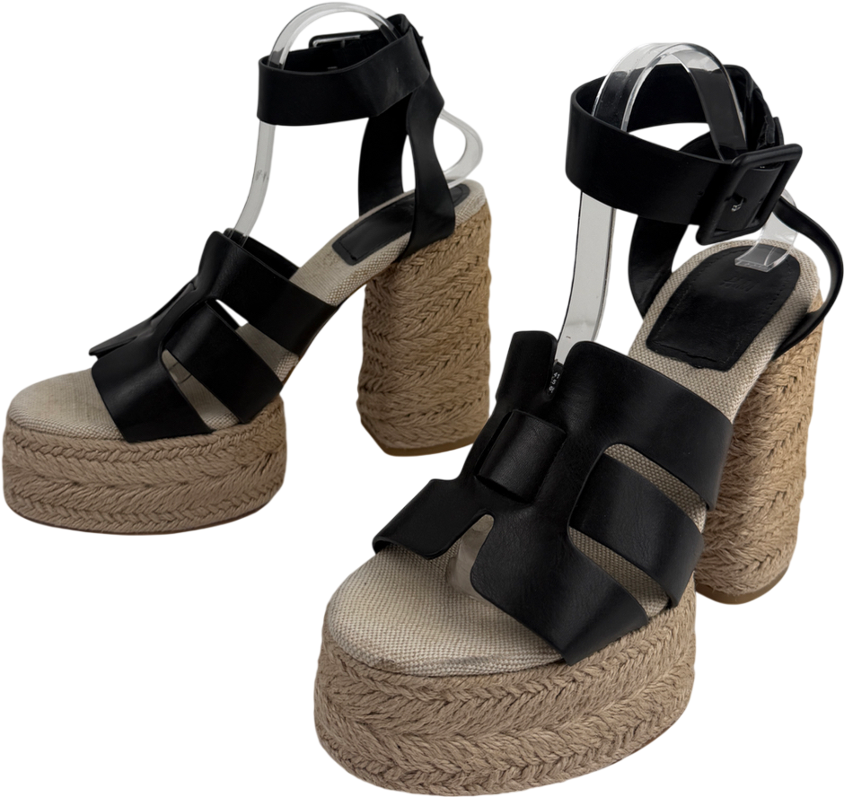 H&M Black Heeled Platform Espadrilles UK 8 EU 41 👠