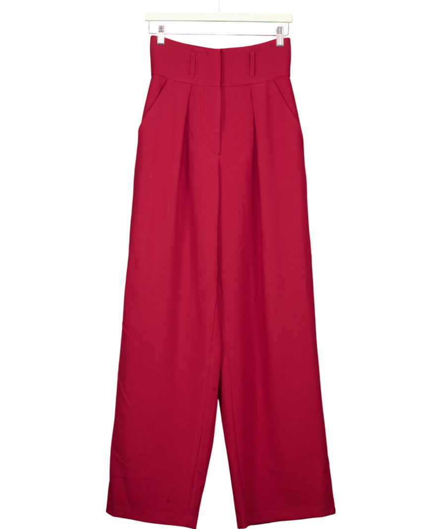 Karen Millen Red Premium Woven Viscose Crepe Wide Leg Trouser UK 6