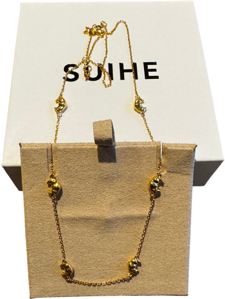 SUIHE 18k Yellow Gold Vermeil Over Sterling Silver Croissant Mini Charm Necklace
