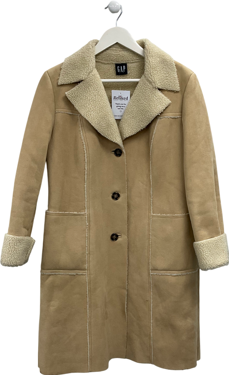 GAP Beige Faux Sheepskin Coat UK M