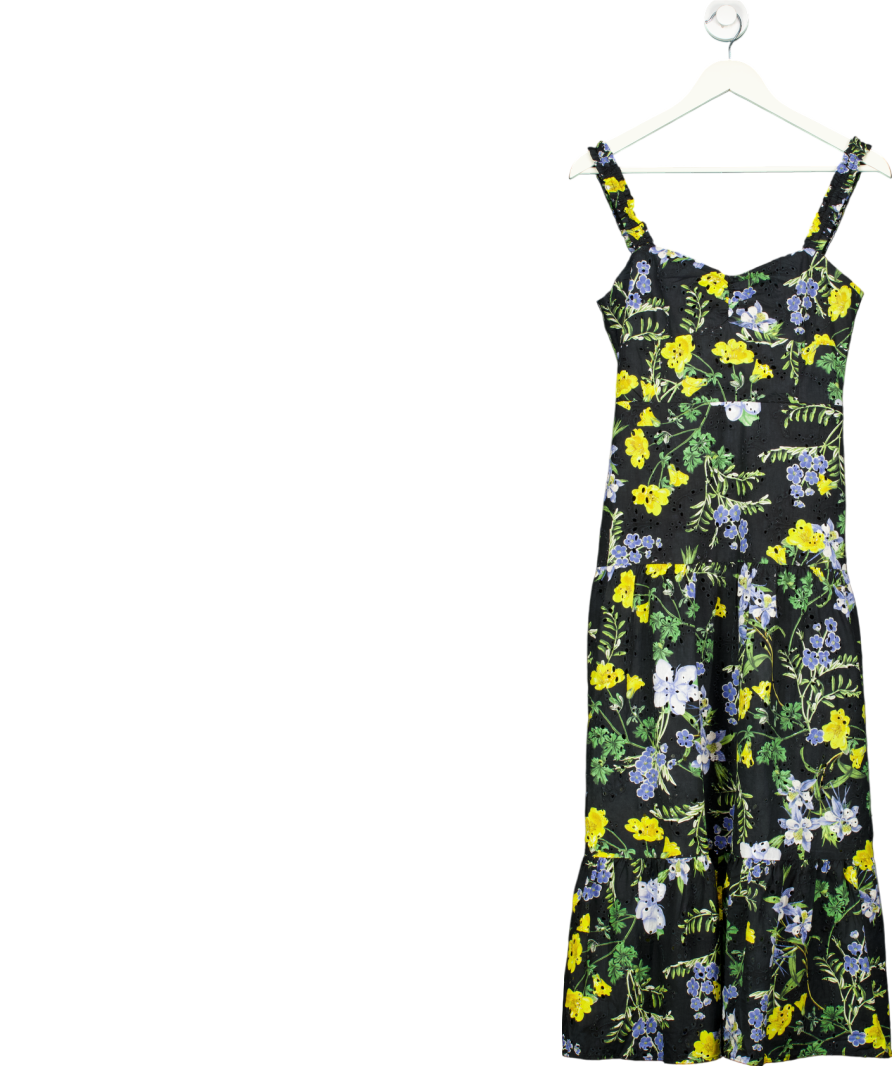 ZARA Black Strappy Floral Midi Dress UK S