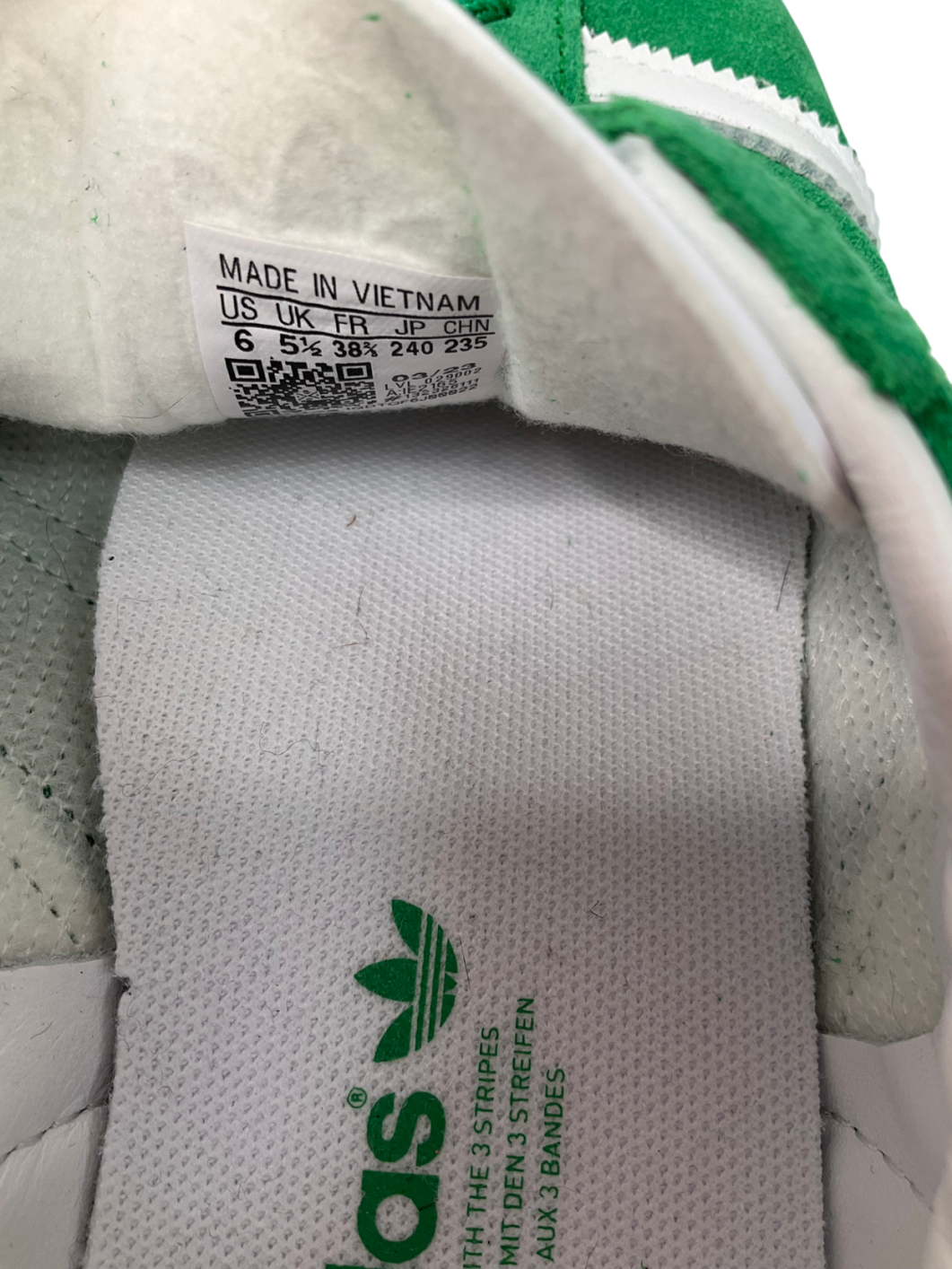 adidas Gazelle Trainers Green White White UK 5.5 EU 38.5 👠