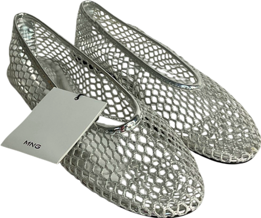 MANGO MNG Silver Mesh Ballet Flats UK 5