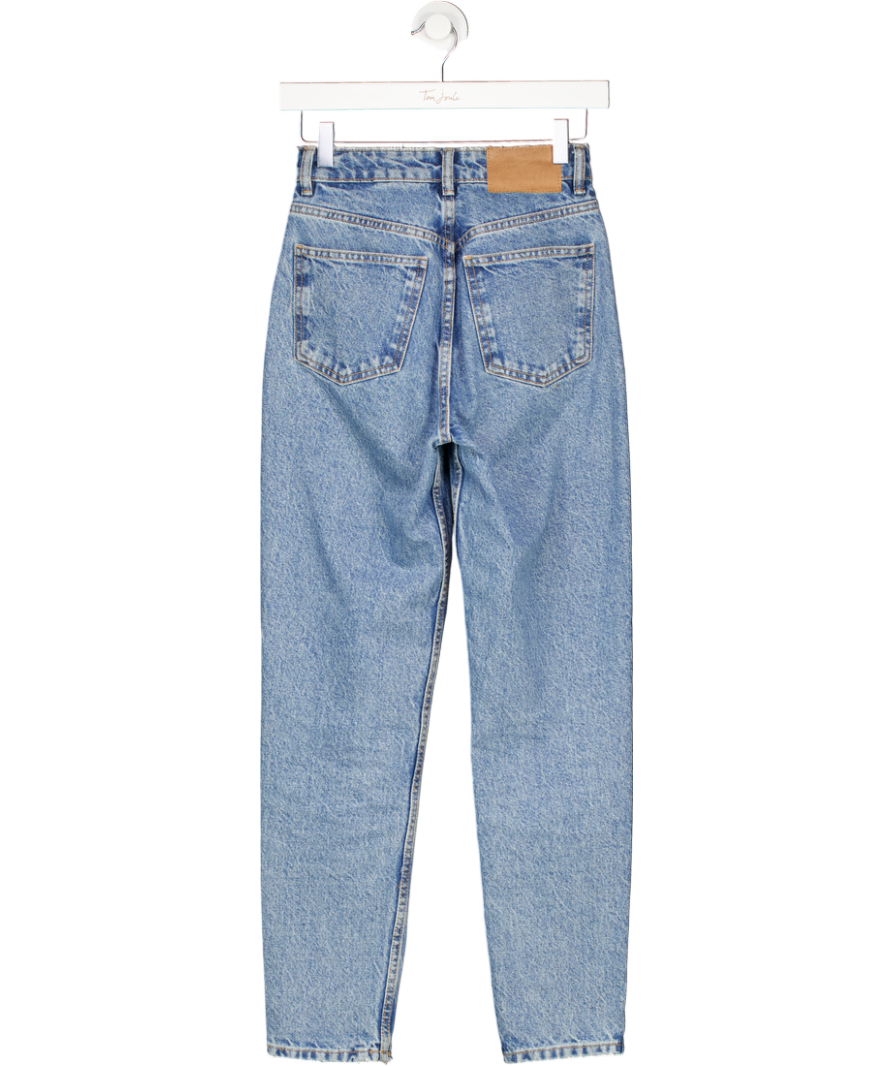 ZARA Mid Blue High Waist Tapered Mom Jeans UK 4