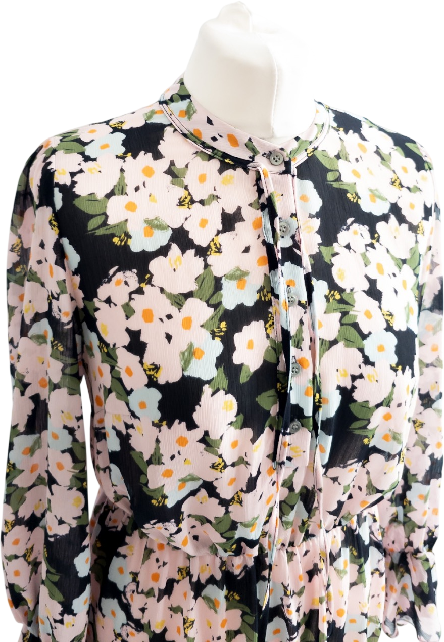 J. CREW Navy Blue Floral Midi Dress UK XS