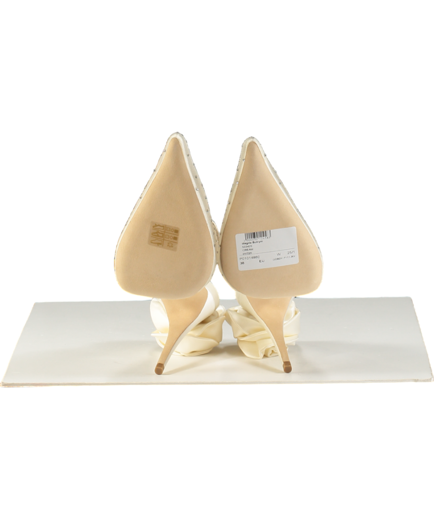 Magda Butrym  Ivory Floral-appliqué Crystal Embellished Mesh Mules UK 5 EU 38 👠