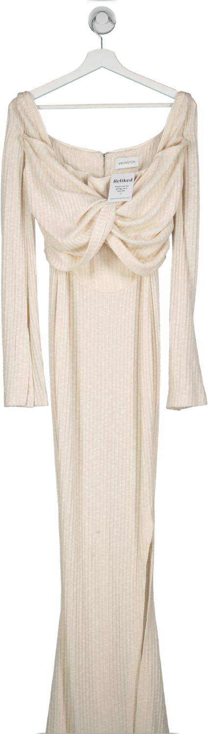 16Arlighton Alto Cream Knitted Knot Front Maxi Dress UK 8