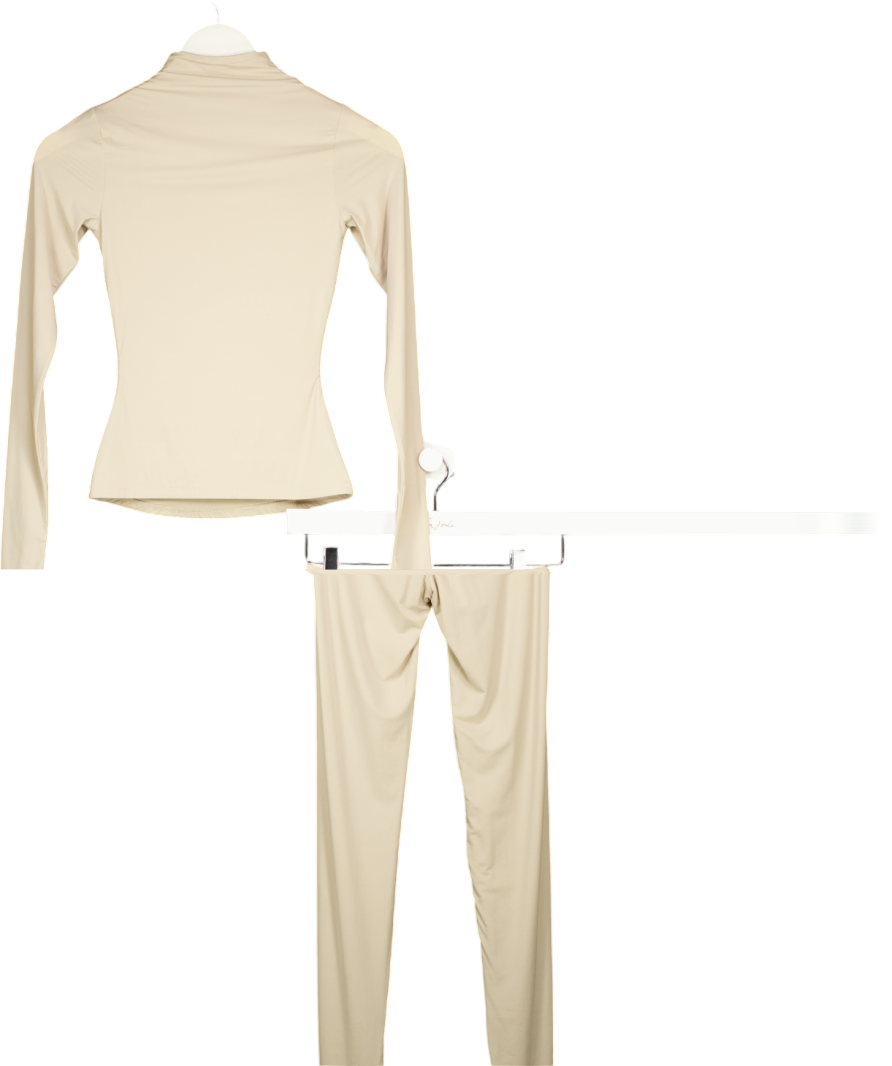 Naked Wardrobe Cream Smooth Sculpt Legging & Smooth Crewneck Top UK 6