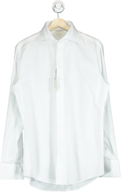 Suitsupply White Twill Slim Fit Tuxedo Shirt UK 16