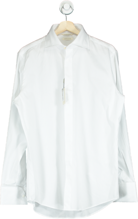 Suitsupply White Twill Slim Fit Tuxedo Shirt UK 16