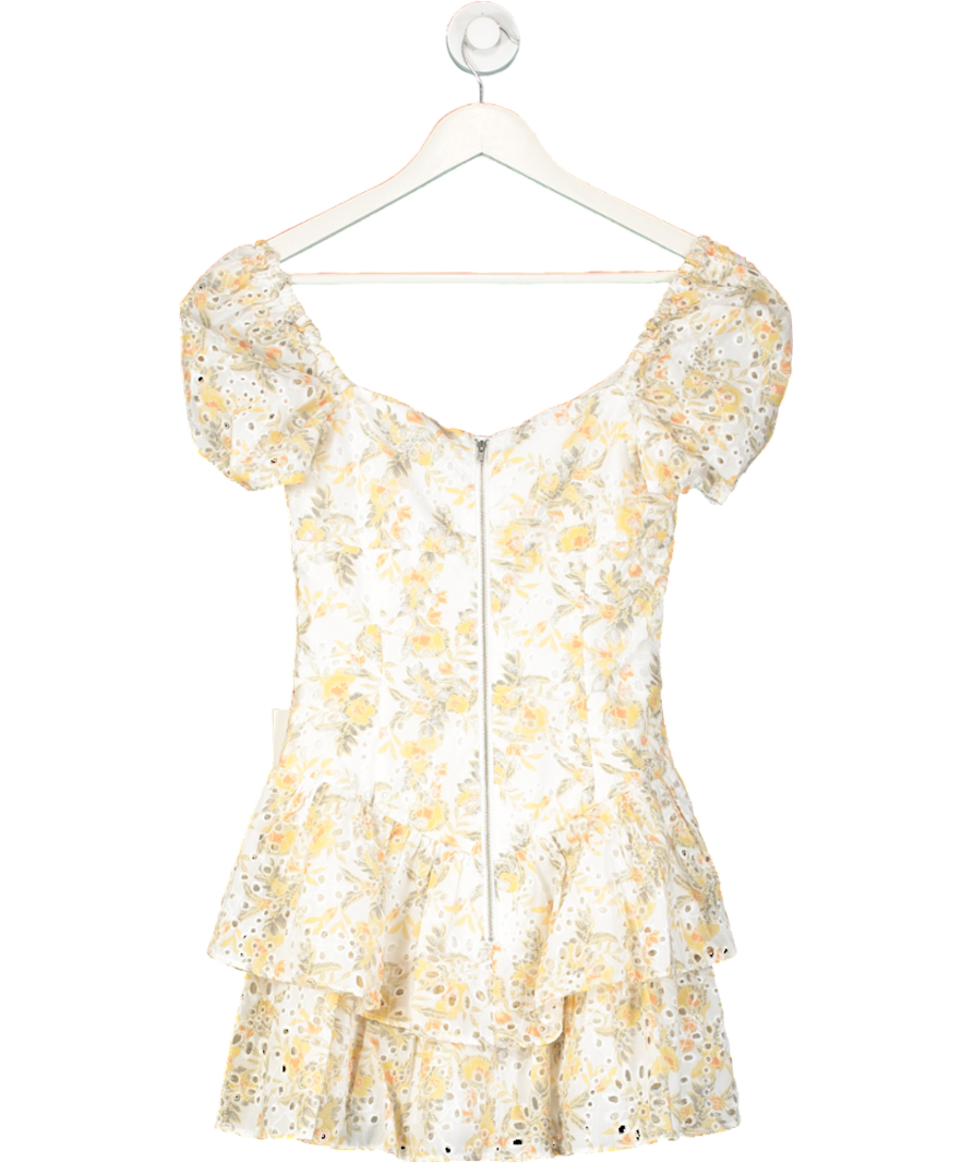 Bardot White Broderie Corset Dress In Tropical Print UK 6