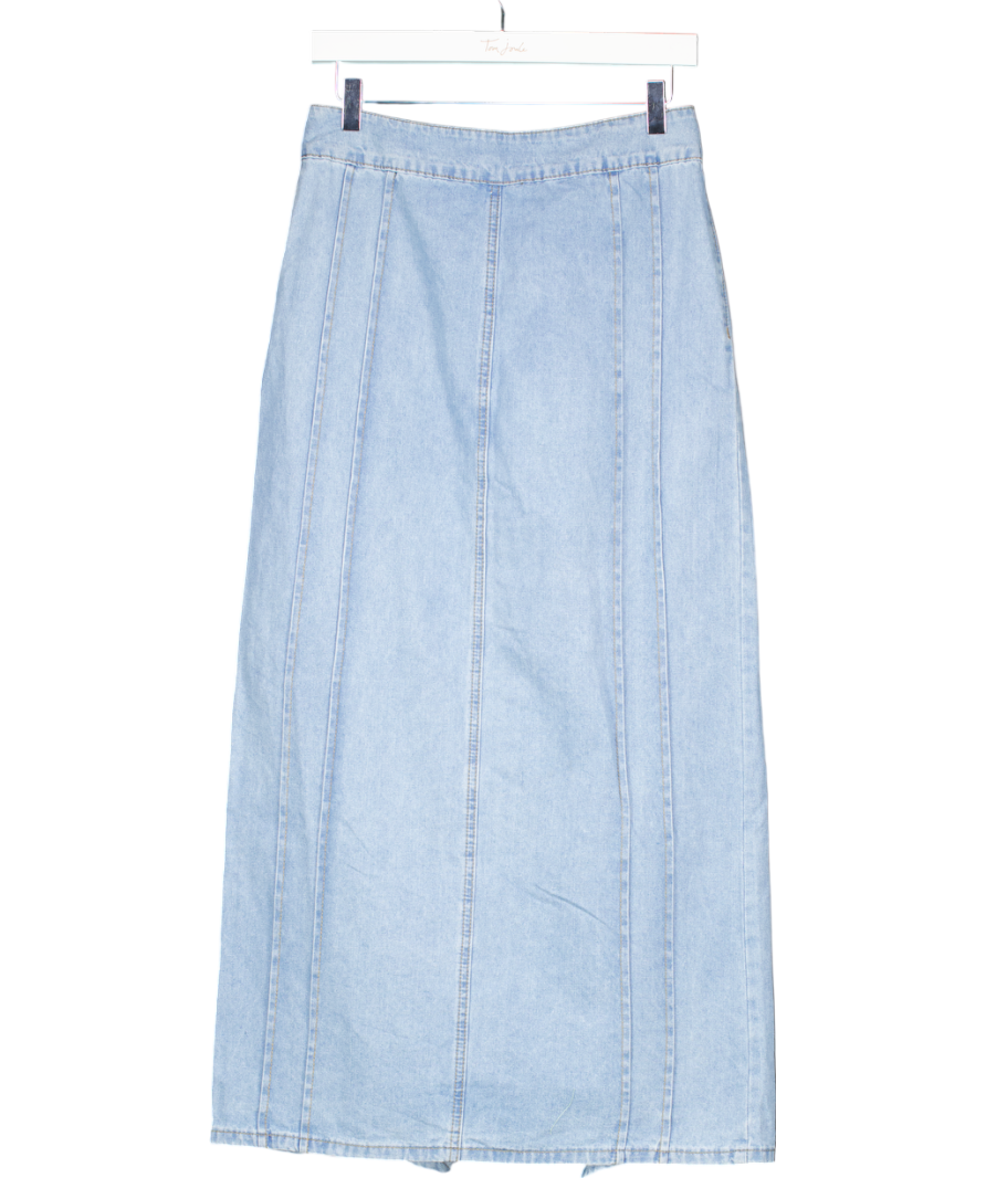 Edikted Blue Valencia Ruffle Maxi Skirt UK S