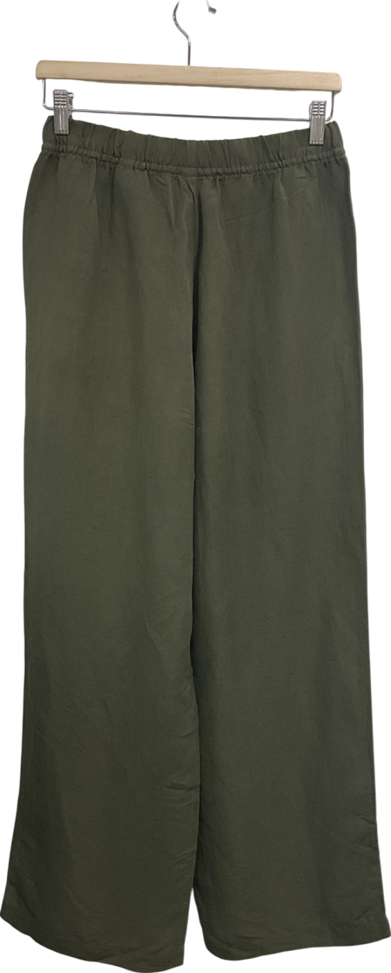 H&M Green Linen Blend Pull On Trousers UK S