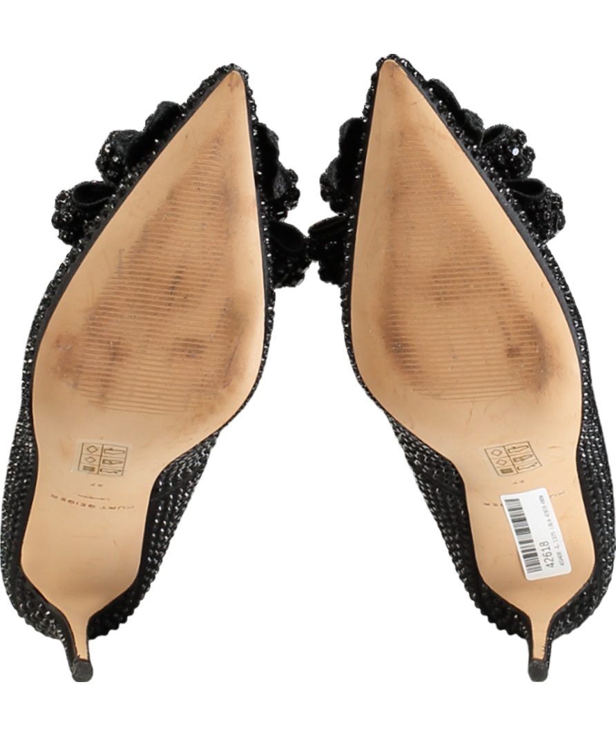 Kurt Geiger Black Belgravia Crystal Bow Heels UK 4 EU 37 👠