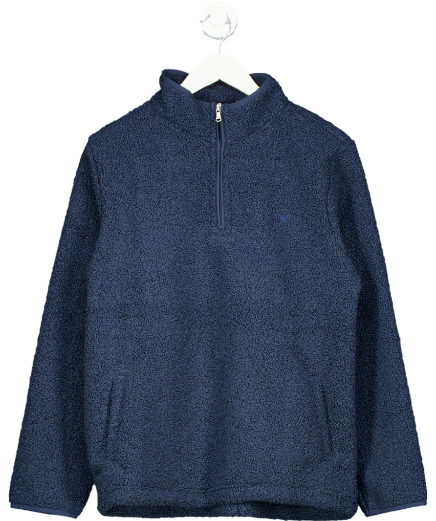 Crew Clothing Company Blue Borg Lounge Half Zip Sweatshirt In Navy UK 12