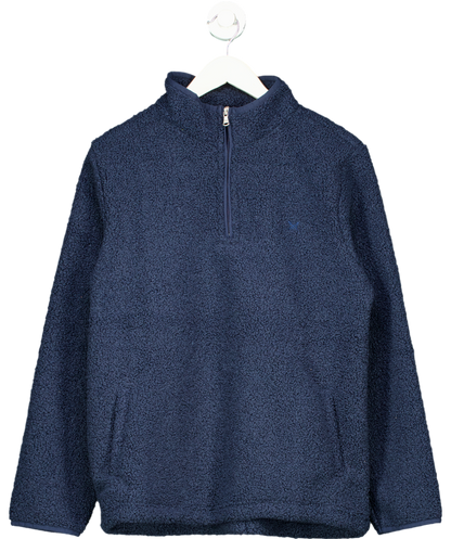 Crew Clothing Company Blue Borg Lounge Half Zip Sweatshirt In Navy UK 12