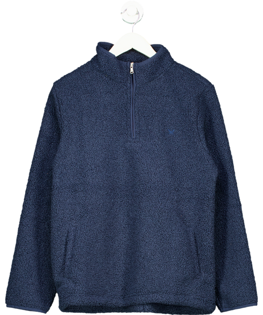 Crew Clothing Company Blue Borg Lounge Half Zip Sweatshirt In Navy UK 12