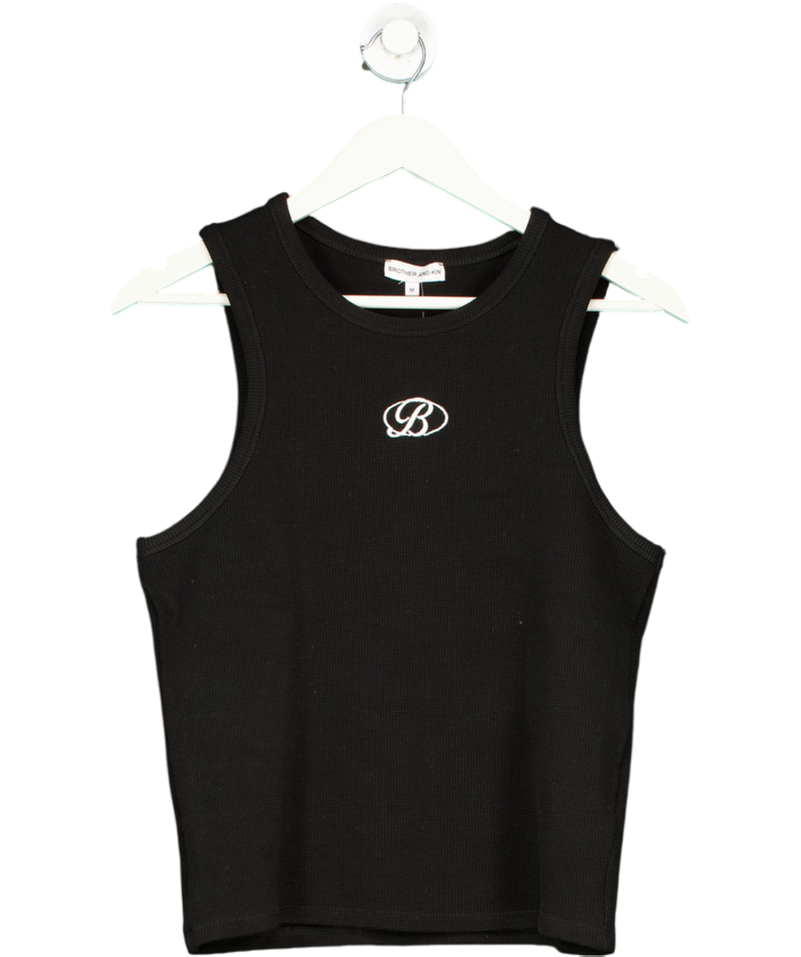 Brother And Kin Black Monogram Waffle Vest UK M