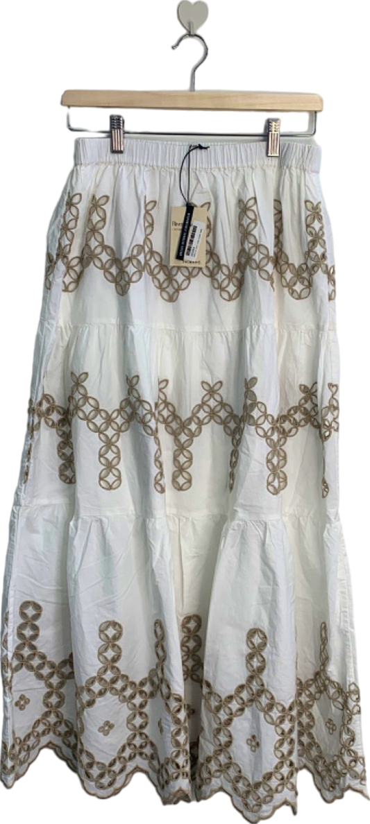 River Island White Casual Embroidered Skirt UK 12