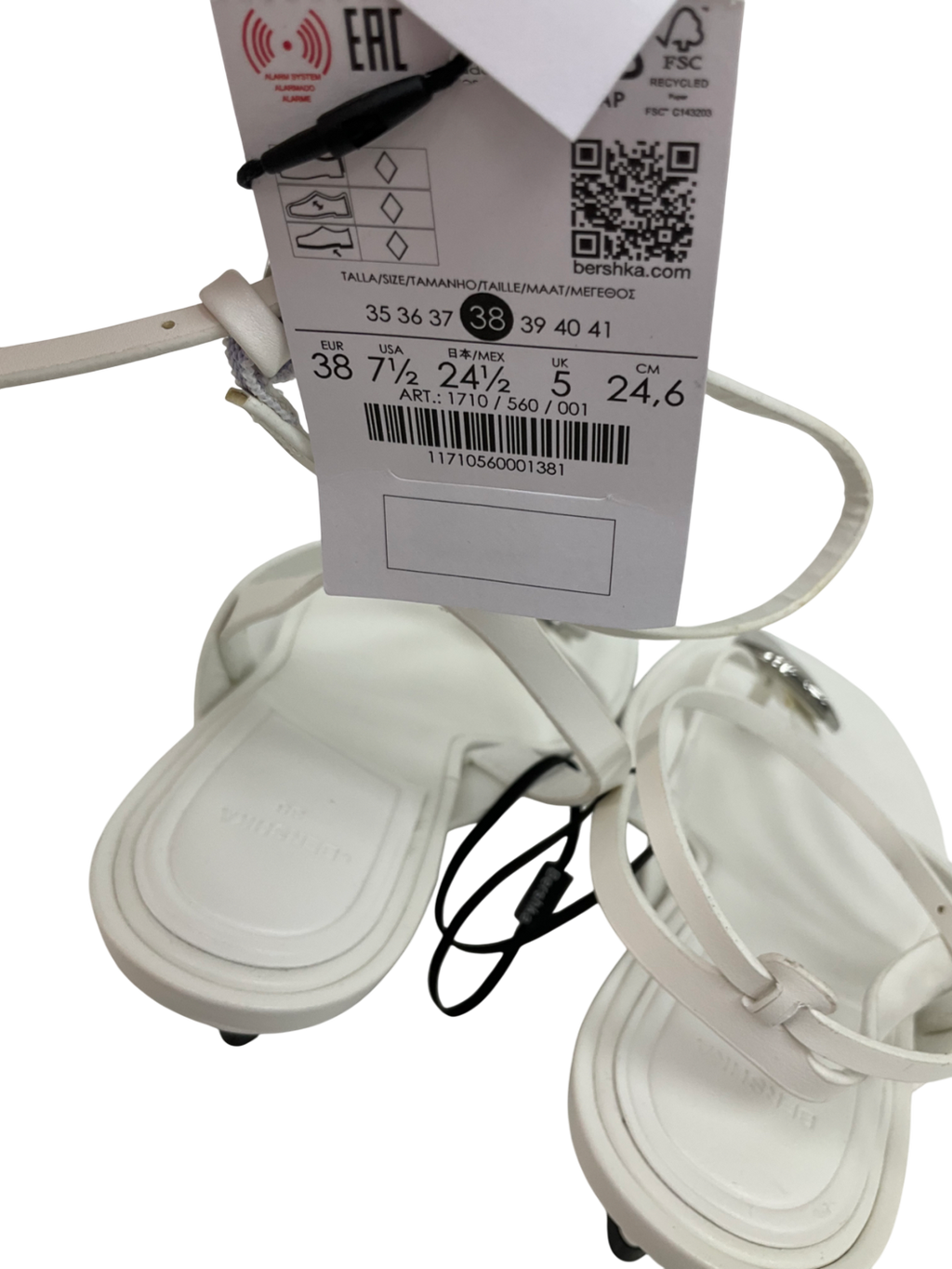 Bershka White Kitten Heel Sandals With Metallic Detail UK 5 EU 38 👠