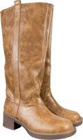 White Fox Brown Lainey Knee High Boots Nude Faux Suede UK 4 EU 37