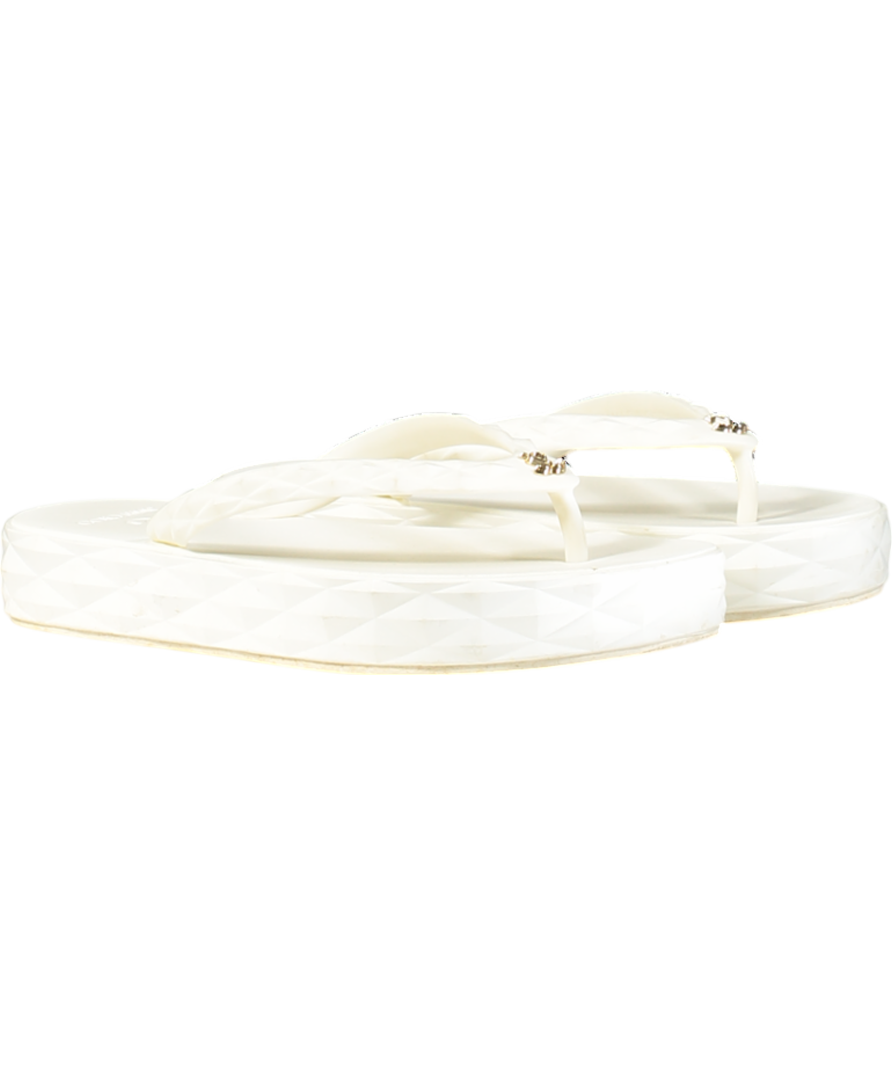 Jimmy Choo White Diamond Flip-flop Sandals UK 4 EU 37 👠