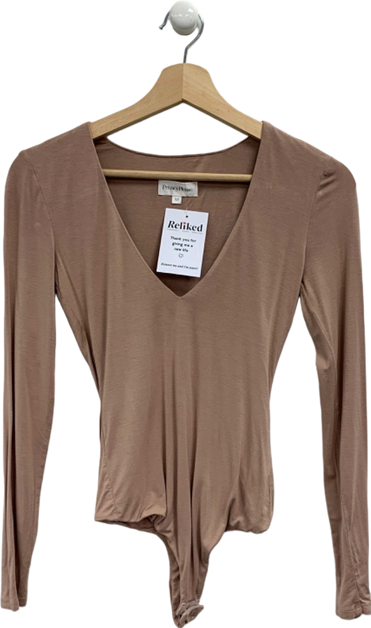 Privacy Please Tan Long Sleeve Bodysuit UK XS