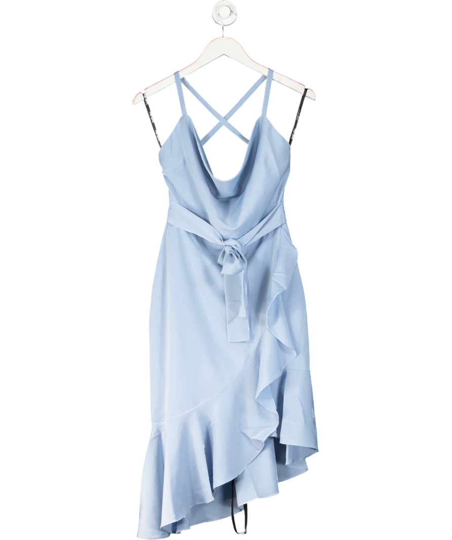 Lavish Alice Sawyer Cross Back Cowl Neck Midi Dress In Cornflower Blue UK 8
