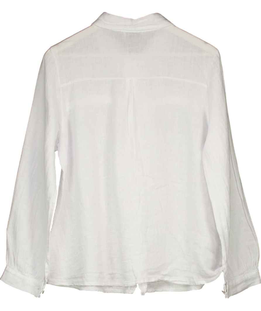 No1 George Street White Carmen Linen Blouse UK S/M