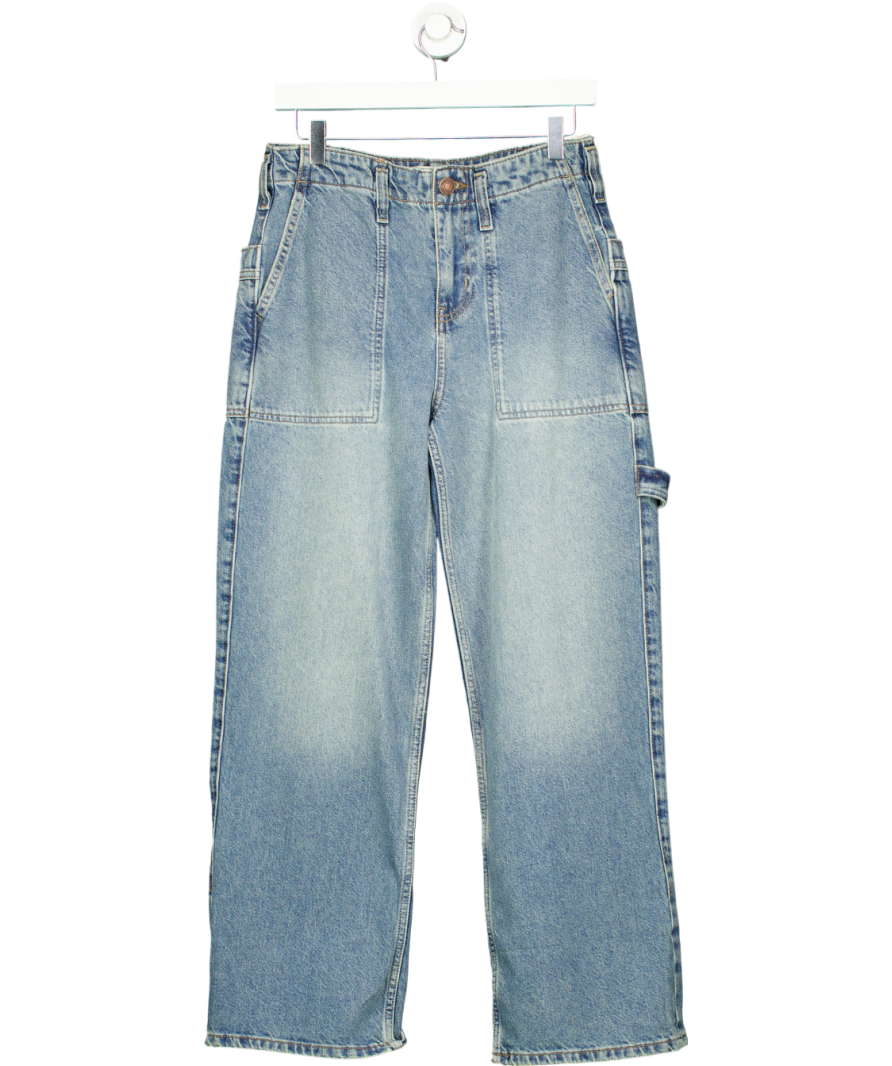 Free People Blue Major Leagues Mid Rise Cuff Cropped Jeans W26