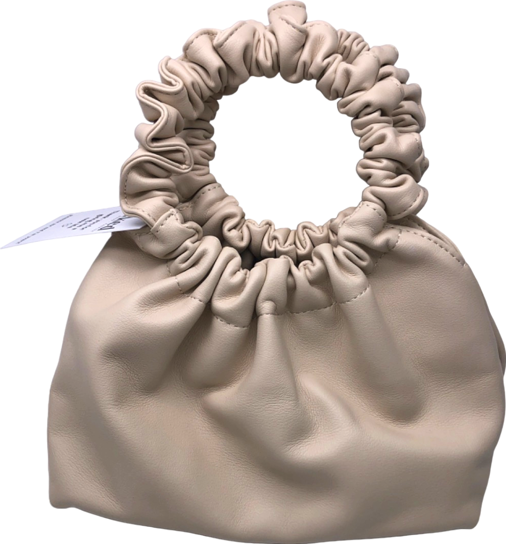 Verafied Beige Ruched Handle Chain Strap Bag