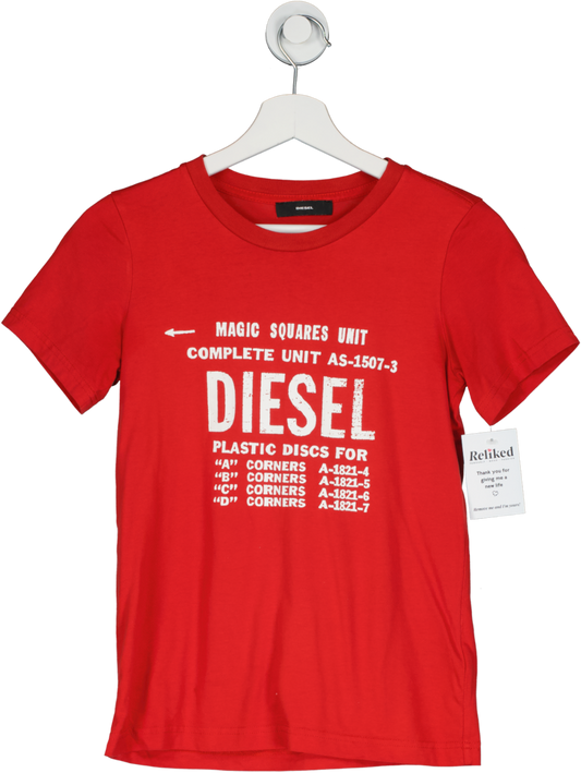 Diesel Red Logo T Shirt UK XXS