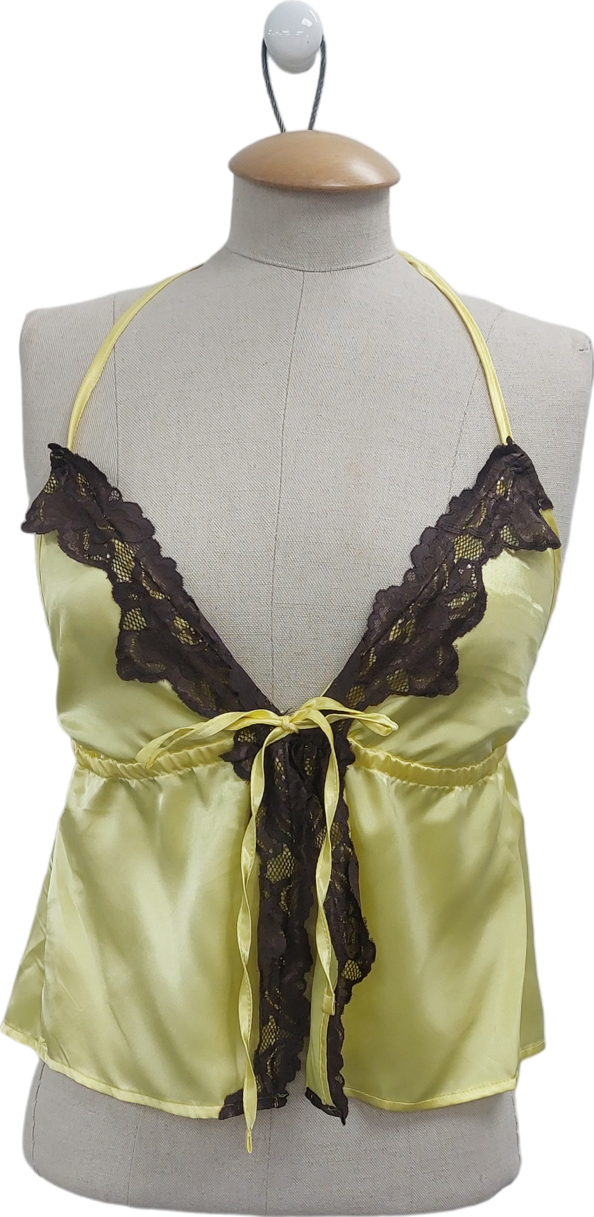 Susmie's Yellow Lace Trimmed Tie Front Top UK M