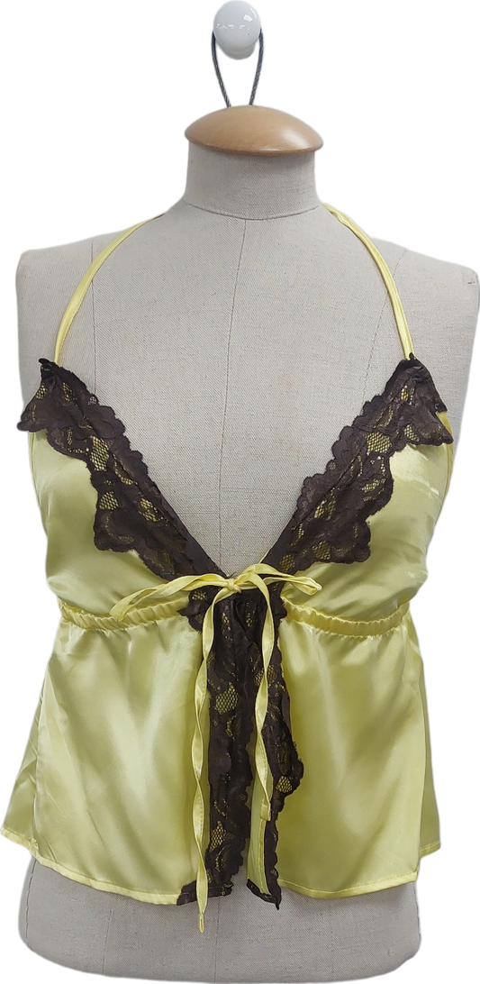 Susmie's Yellow Lace Trimmed Tie Front Top UK M