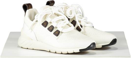 Louis Vuitton White Knit Fabric And Leather Aftergame Lace Up Sneakers UK 3 EU 36 👠