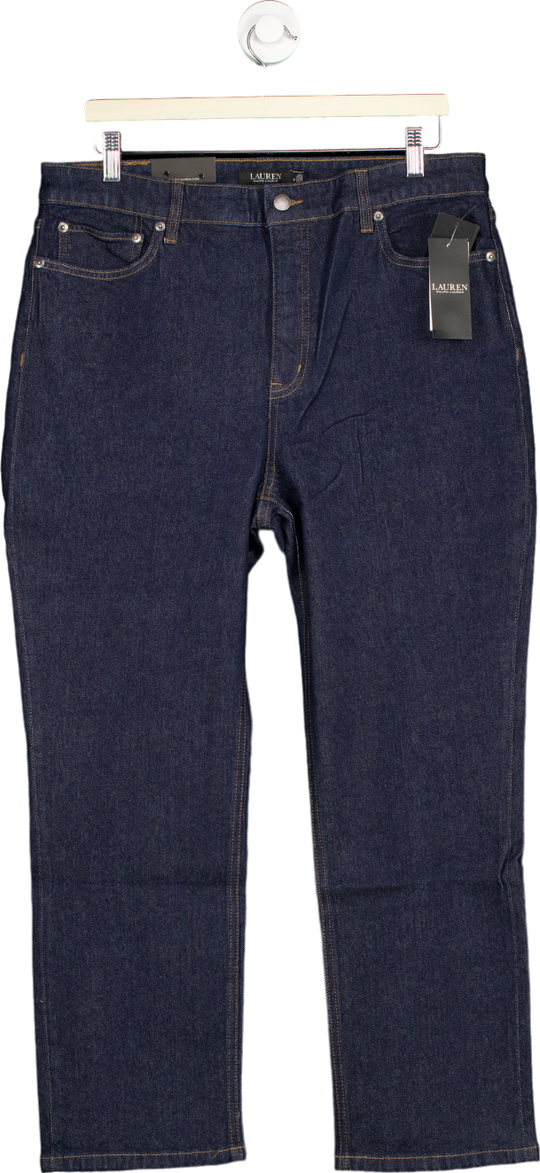 Lauren Ralph Lauren Dark Blue High-Rise Straight Ankle Jeans UK 14