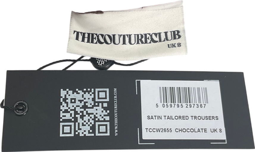 The Couture Club Brown Satin Tailored Trousers UK 8